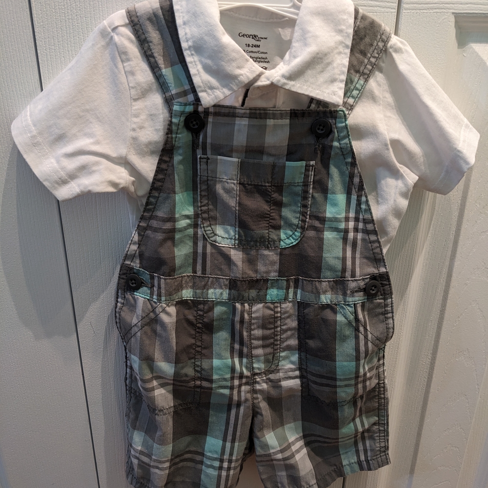 George Toddler Boy Overalls And Polo Shirt Set
